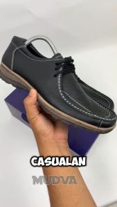 Sepatu Sneaker Pria Casual Kulit Sapi Model Tali 3 Hole MD681