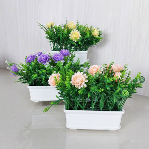 Tanaman Hias Artificial Pot Bunga Plastik Seruni Aurora Dekorasi Ruangan Rumah Ornamen COD PBP138