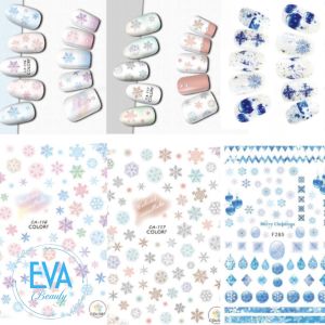 Sticker Dán Móng Tay 3D Trang Trí Móng Mẫu Noel Hoạ Tiết Bông Tuyết CA116 – CA117 – F285