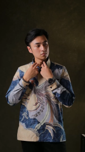 Hadinata Embroidery Batik Kemeja Panjang Arsyn Navy