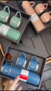 Bộ bình giữ nhiệt bình đựng nước tặng kèm 2 ly inox cao cấp