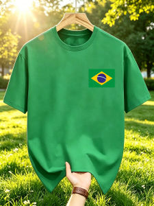 Sanrio | Brazil Flag Printed T-Shirt WomenS Cotton Oversized T Shirts All-Match Summer Clothing Comfortable Y2K Couple Streetwear Tops