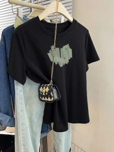 Slim Fit Pure Cotton Short Sleeve T-Shirt Womens Summer New Design Trendy Versatile Shoulder Appropriate Casual round Neck Top