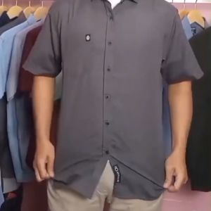 Hurufu - Kemeja Pendek Abu tua motif Polos