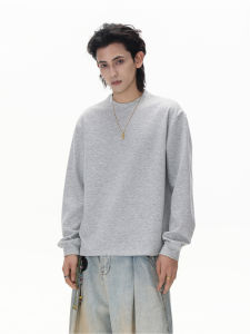 End Rites 420g Heavyweight Space Cotton Long Sleeve round Neck Basic Layering Shirt for Men And Women Skin-friendly Multicolor