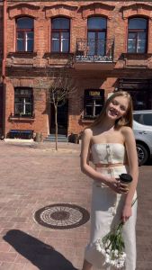 Wafer Set ชุดเซ็ตผ้าทวีตสายเสื้อถอดได้ มี 2 สี