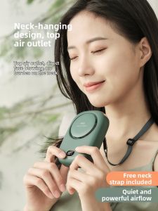 Portable Neck Fan Mini USB Rechargeable Outdoor Hanging Fan Bladeless Small Lazy Persons Fan Plastic Body Wind Cooling