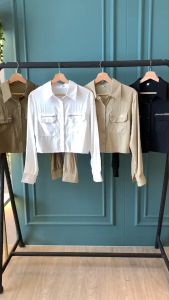 BL20730 Zip on Pocket Cargo Shirt Blouse