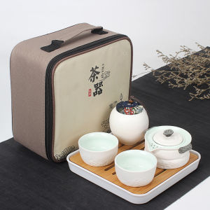 Pengchen Ceramic New 1 Person One Pot Two Cups Quick Cup Outdoor Tea Set for Car Travel Portable Kung Fu Tea Set