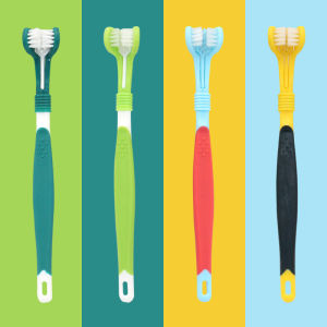 Pet Dog Toothbrush Cat Tooth-Cleaners Anti-Halitosis Brushing Tooth Cleaning Supplies Teddy Special Three-Head Toothbrush