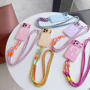 Magnetic Lanyard Case For iPhone 18 Pro Max 17 14 12 11 13 15 16 Plus Air Shockproof Candy Crossbody Neck Cord Braid Strap Cover
