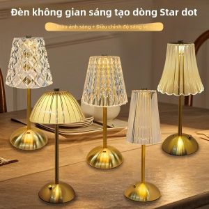 Đèn Bàn LED Pha Lê Cảm Biến Cảm Ứng Có Thể Sạc Lại Đèn Ngủ Có Thể Điều Chỉnh Độ Sáng Cho Phòng Ngủ Đầu Giường Khách Sạn Trang Trí Quầy Bar Đèn Đọc Sách Đương Đại