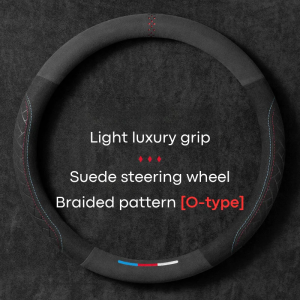Car Steering Wheel Covers Cowhide Suede Steering Wheel Cover Wrap Universal 37-38cm Breathable Steering Covers Car Accessories