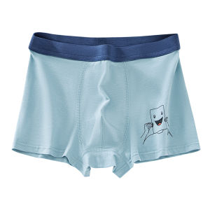 Miiow | Pure Cotton Childrens Underwear 2025 Style Boys Middle And High School Students Flat Angle Pants Breathable Antibacterial