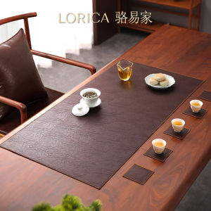 New Chinese Style Tea Table Mat LORiCA Anti-Scalding Tea Tray Mat Zen Tea Cup Mat Rectangular Leather Dining Table Flag