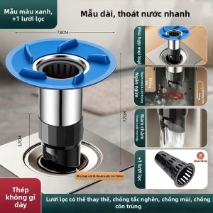 Ống Thoát Sàn Chống Mùi Vortex Có Lưới Lọc Tóc Tấm Chắn Lớn 78mm Bằng Thép Không Gỉ Ngăn Chặn Dòng Chảy Ngược Chống Tắc Nghẽn