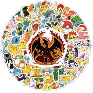 Bandai | 100 Chiếc Pokémon Anime Bộ Hình Dán Hoạt Hình Dễ Thương Graffiti Cho DIY Điện Thoại Máy Tính Xách Tay Vali Laptop Trang Trí Tủ Lạnh