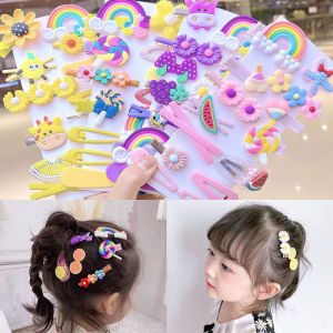 14PCS Cute Cartoon Hair Clips Children Flower Fruit Hairpins Hair Bands for Kids Headdress