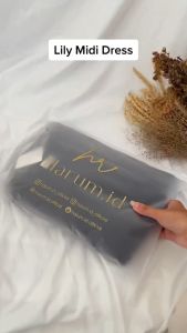 Gamis Hitam Lily Midi Dress Rayon Lengan Serut