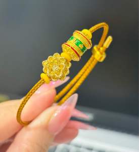 Lắc tay titan vàng lu thống khắc Ommani mic bông sen nhà Phật mang lại bình an may mắn hạnh phúc