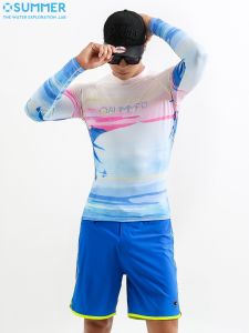 Mens Summer Wetsuit Long Pants Surfing Suit Snorkeling Diving Clothes Quick Dry Long Sleeve Separate Swimwear Casual Nylon