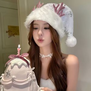 BS Christmas Elk Hat White Snowflake Antlers Fashionable Versatile Festival Hat SB