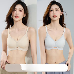 MiiOW | Womens Summer Cool Sensation Thin Strap Bra Seamless Wirefree New 2025 MiiOW Cat Person Underwear Gathered Small Chest