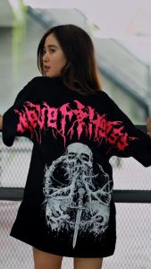 KAOS OVERSIZE & REGULER | NEVERTHELESS BLACK T-SHIRT | COTTON COMBED | TRIAD GRAPHIC STREETWEAR APPAREL | A4875