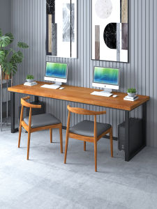 Solid Wood Computer Desk Desktop Minimalist Double Modern Table Home Desk Scandinavian Accessible Luxury Office E-Sports Workbench