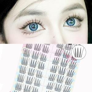 10Rows Korean False Eyelashes Natural Wispy Lash Clusters with Clear Band Thick Anime Style Eyelash Extensions Soft Manga Lashes