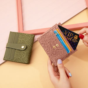 Slim Mini Purse Button Clip Card Holder Women Short Wallet Purse Perempuan Dompet Wanita Kad Holder (W-048)