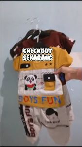 Setelan BAJU BORDIR BRANDED Atasan BORDIR dan Celana RESLETING Motif KARAKTER MR.CRAB 3-15 bln.