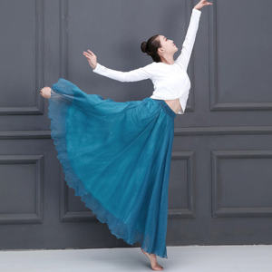 ชุดเต้นรำสี่แยกยาวคลุมพื้นผ้าชีฟองสีแดง กระโปรงยาวปานกลาง ชุดการแสดง เดรสยาว ชุดเต้นรำสี่แยก ชุดนางฟ้า