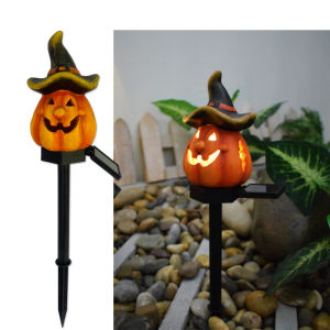 Halloween Pumpkin Candle Pathway Solar Lights Crow Yard Stake Lamp for Garden Yard Lawn Pathway Home Party Decoration Waterproof