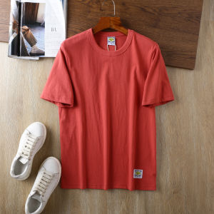 American Retro Heavy Weight Washed Pure Cotton Men Pure Color Amekaji round Neck Short Sleeve T-shirt Male Half Sleeve T-shirt Fashion T