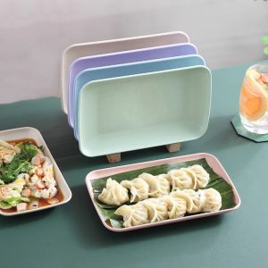 Hot Sale Rectangle Tray Wheat Straw Plate Snack Ins Simple Tableware Bowl Fruit Storage Tray