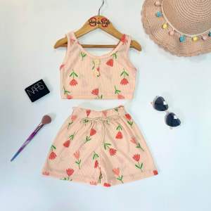 Shop in Style Girls Cotton Croptop and Shorts Set (1-7yo)