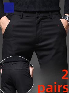 ROMON | Romon Mens Casual Trousers Slim Fit Business Suit Pants Elastic Cone Shape Long Trousers Fashionable Urban Style Polyester Fiber