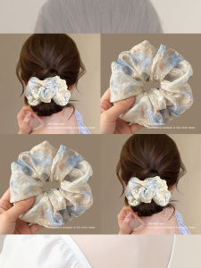 NING ZHOU | Embroidered Mesh Large Blue Headbands