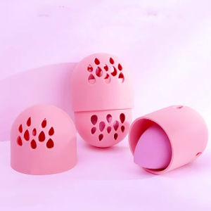 ที่ว่างเปล่าแต่งหน้าผู้ถือฟองน้ําเป็นมิตรกับสิ่งแวดล้อมซิลิโคนความงามไข่Organizer Breathable Drying Storage Caseเครื่องสําอางค์พัฟผู้ถือกล่อง