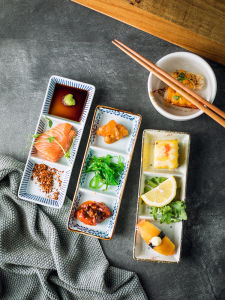 Japanese Style Ceramic Multi-Compartment Dip Plate Small Appetizer Dish Rectangular Shape Fresh Trend Universal Use Handmade