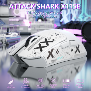 ATTACK SHARK | ATTACK SHARK X11SE Lightweight Wireless Gaming Mouse 59g Tri-Mode BT/2.4G Wireless/Wired Gaming Mouse PixArt PAW3311 Gaming Se