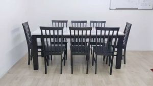 FS2U - C91+3880 Laminate Marble Top Dining Set Dining Table Meja Makan Meja Murah 8 Seater Set