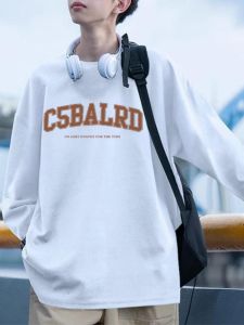 Casual Breathable Long Sleeves T-Shirt Boys Style Spring and Autumn American Pure Cotton Loose Couple Bottoming Shirt Clothes Preppy Style