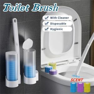 Toilet Brush Wall-mounted Disposable Sponge Toilet Brush with Holder Bathroom Cleaning Tool