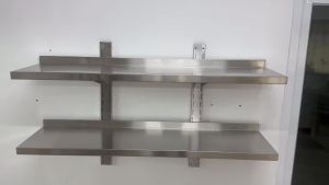 ชั้นวางของสแตนเลสติดผนัง2ชั้น เกรด201 ขนาด80และ120cm 2 Layers Wall Stainless Shelf