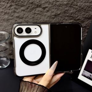 szhaiyu | Luxury Transparent Magnetic Phone Case For iPhone Duo iPhone 18 Fold With 360° Rotating Bracket Holder Protect Back Cover Fundas