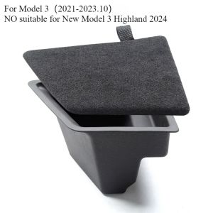 For Tesla Model 3 Rear Trunk Storage Box Left Side Space Organizer Box with Pull Rope Car Interior Accessories Model3 2021-2023