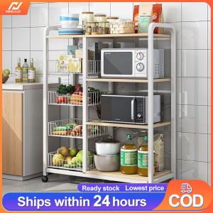 NINI-4/5 Tier Multipurpose Storage Rack Trolley Rack with Wheel Kitchen Storage Rack Microwave Oven Shelf Rak Dapur 带轮置物架