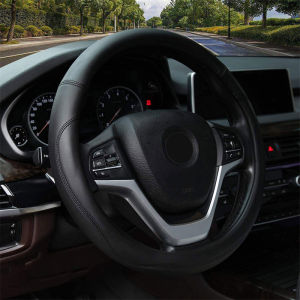 New Full Leather Universal Car Steering Wheel Cover Breathable Anti Slip Car Decoration 37-38cm Steering Wheel Cover Accessories